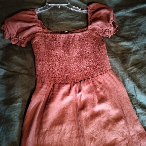 Faithful the Brand 100% Linen Smocked Coquette Princess Orange Jumpsuit NWT 10 - Picture 12 of 14
